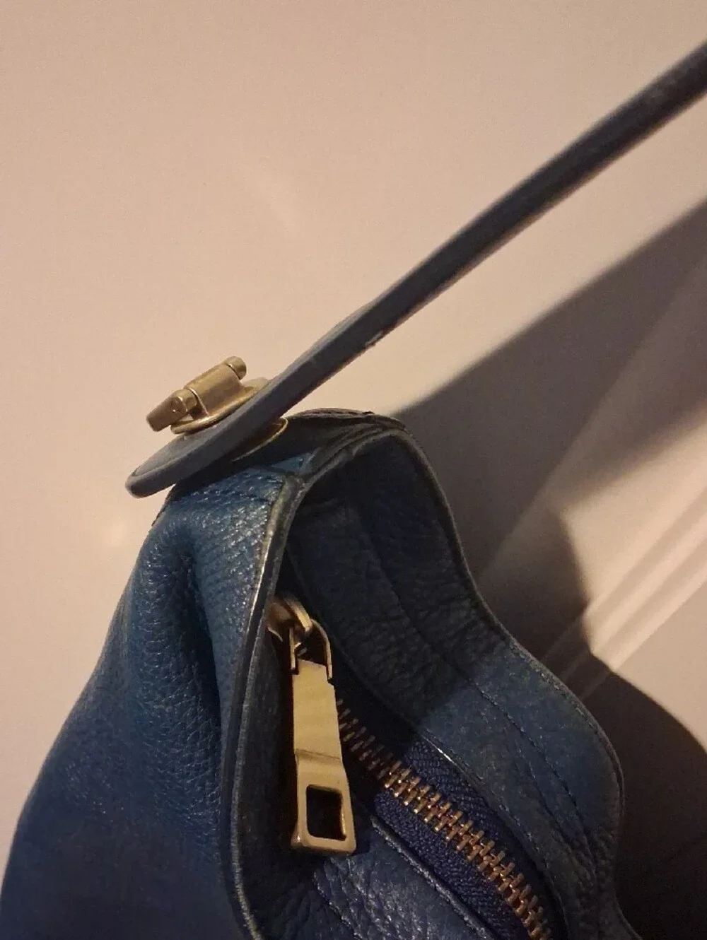 Blue Leather Fossil Hobo Shoulder Bag